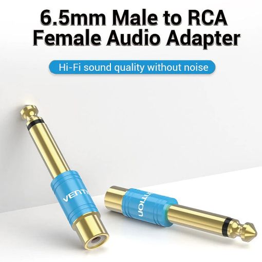 Εικόνα της Adapter Vention Metal Type 6.5mm Male to RCA Female Blue VDD-C03