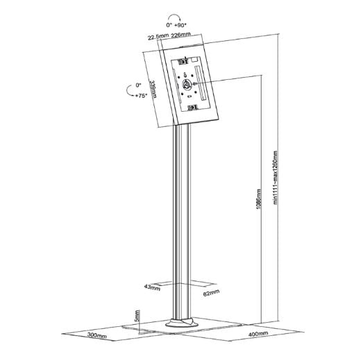 Εικόνα της Tablet Floor Stand Neomounts 9.7-11" Tiltable & Rotatable FL15-650WH1