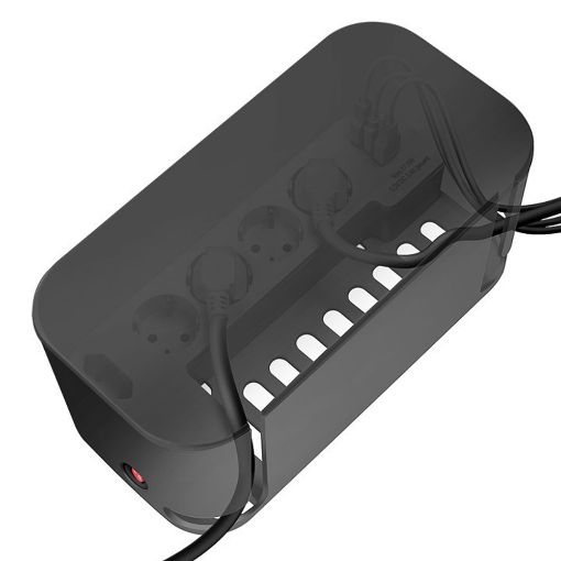 Εικόνα της Πολύπριζο Logilink 5 Θέσεων με 2x USB-A & 1x USB-C και Κουτί Οργάνωσης Καλωδίων Μαύρο LPS281U