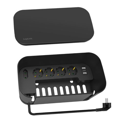 Εικόνα της Πολύπριζο Logilink 5 Θέσεων με 2x USB-A & 1x USB-C και Κουτί Οργάνωσης Καλωδίων Μαύρο LPS281U