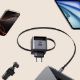 Εικόνα της Φορτιστής Ugreen X614 με USB-C/USB-A & Ενσωματωμένο Καλώδιο USB-C GaN PD 45W Grey 65822