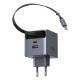 Εικόνα της Φορτιστής Ugreen X614 με USB-C/USB-A & Ενσωματωμένο Καλώδιο USB-C GaN PD 45W Grey 65822