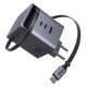 Εικόνα της Φορτιστής Ugreen X616 με 2x USB-C/USB-A & Ενσωματωμένο Καλώδιο USB-C GaN PD 100W Grey 65828