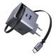 Εικόνα της Φορτιστής Ugreen X615 με USB-C/USB-A & Ενσωματωμένο Καλώδιο USB-C GaN PD 65W Grey 65825