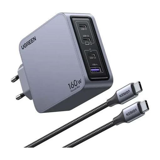 Εικόνα της Φορτιστής Ugreen Nexode Pro με 3x USB-C/USB-A GaN 160W Grey 25877