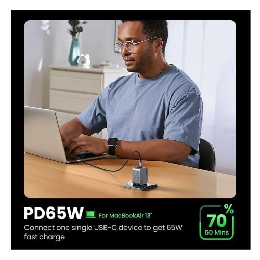 Εικόνα της Φορτιστής Ugreen Nexode Pro με 2x USB-C/USB-A GaN 65W Grey 25871
