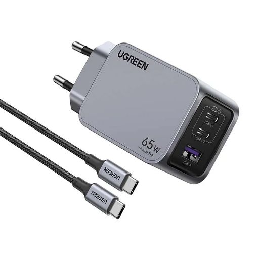 Εικόνα της Φορτιστής Ugreen Nexode Pro με 2x USB-C/USB-A GaN 65W Grey 25871
