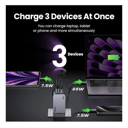 Εικόνα της Φορτιστής Ugreen Nexode Pro με 2x USB-C/USB-A GaN 100W Grey 25874