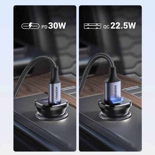 Εικόνα της Φορτιστής Αυτοκινήτου Ugreen EC305 USB-C & USB-A 30W Black 25845