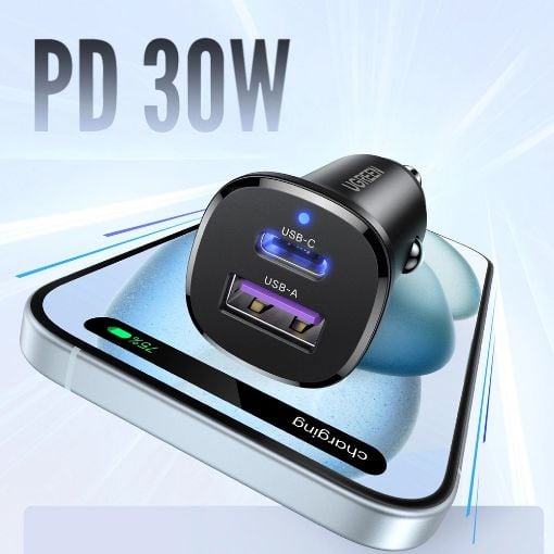 Εικόνα της Φορτιστής Αυτοκινήτου Ugreen EC305 USB-C & USB-A 30W Black 25845