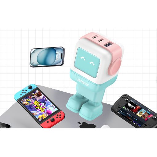 Εικόνα της Φορτιστής Ugreen CD361 Robot GaN 65W Pink/Blue 35855