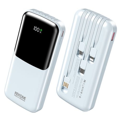 Εικόνα της Power Bank WK 10000mAh WP-65 USB-C/Lightning/Micro/USB Built-In Cables 22.5W Blue