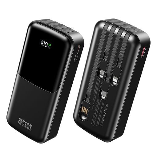 Εικόνα της Power Bank WK 20000mAh WP-66 USB-C/Lightning/Micro/USB Built-In Cables 22.5W Black