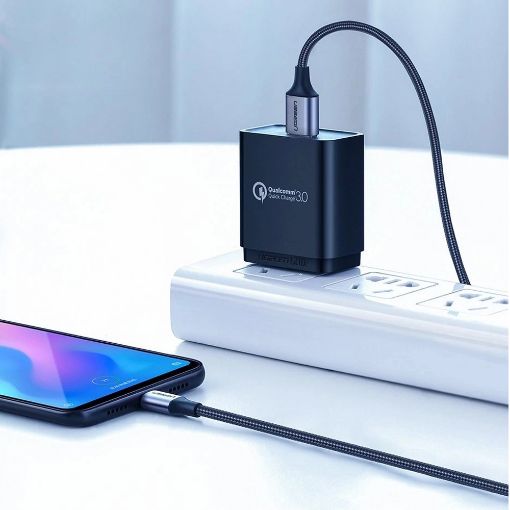 Εικόνα της Καλώδιο Ugreen USB-A to USB-C QC 3.0 Nickel Plated 0.25m Silver/Black 60124