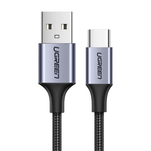 Εικόνα της Καλώδιο Ugreen USB-A to USB-C QC 3.0 Nickel Plated 0.25m Silver/Black 60124