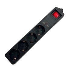 Εικόνα της Πολύπριζο Lamtech 4 Θέσεων με 2x USB-A 1.5m Μαύρο LAM111931