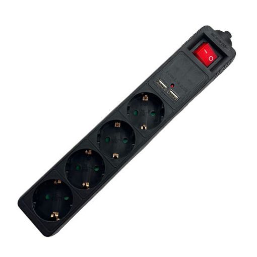 Εικόνα της Πολύπριζο Lamtech 4 Θέσεων με 2x USB-A 1.5m Μαύρο LAM111931