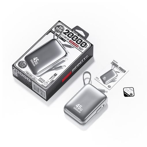 Εικόνα της Power Bank WK 20000mAh WP-50 USB-C/Lightning Built-In Cables 45W White