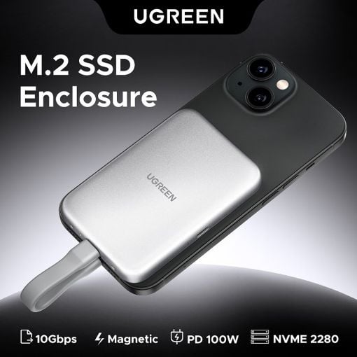 Εικόνα της Φορητή Θήκη M.2 SSD Ugreen D619 Magnetic USB-C White 55151