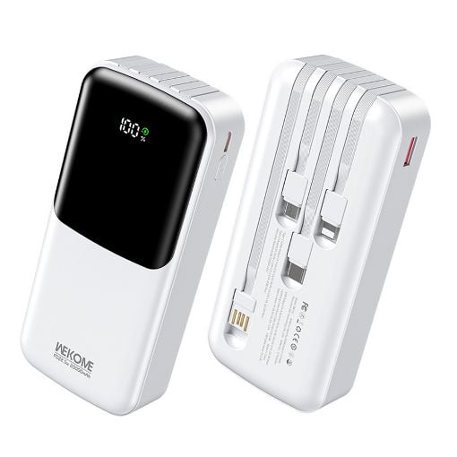 Εικόνα της Power Bank WK 20000mAh WP-66 USB-C/Lightning/Micro/USB Built-In Cables 22.5W White
