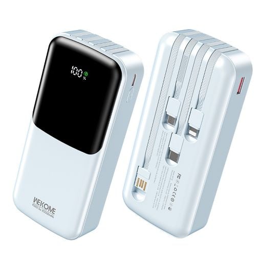 Εικόνα της Power Bank WK 20000mAh WP-66 USB-C/Lightning/Micro/USB Built-In Cables 22.5W Blue