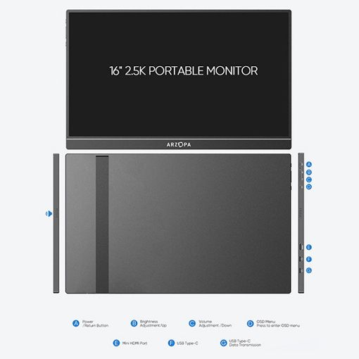 Εικόνα της Φορητή Οθόνη Arzopa Z1RC 16" IPS QHD 2.5K Black