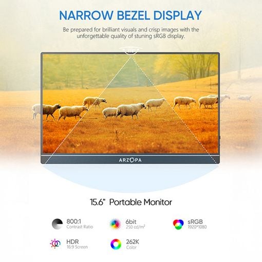 Εικόνα της Φορητή Οθόνη Arzopa A1 15.6" IPS Full HD Gamut Black