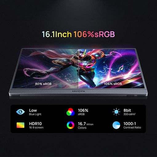 Εικόνα της Φορητή Οθόνη Arzopa Z1FC 16.1" IPS Full HD 144Hz Grey