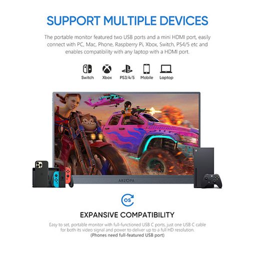 Εικόνα της Φορητή Οθόνη Arzopa Z1FC 16.1" IPS Full HD 144Hz Grey
