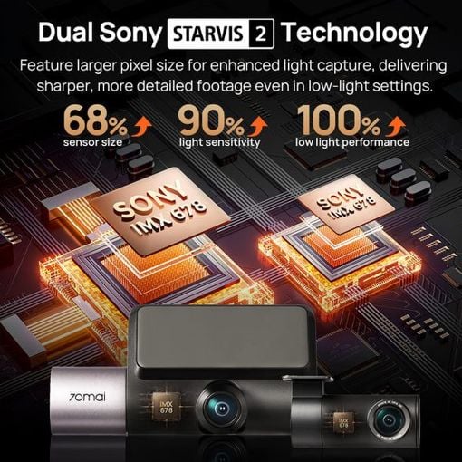 Εικόνα της Σετ Κάμερα DVR Αυτοκινήτου 70mai T800 4K & Rear Cam & MicroSDXC 512GB Black T800-41-512