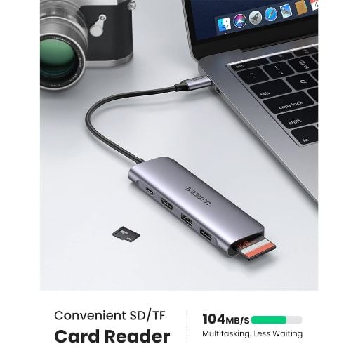 Εικόνα της Docking Station Ugreen CM195 6-in-1 USB-C 100W Gray 70411