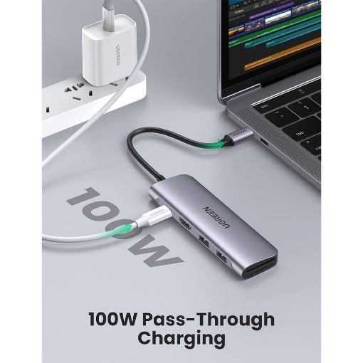 Εικόνα της Docking Station Ugreen CM195 6-in-1 USB-C 100W Gray 70411