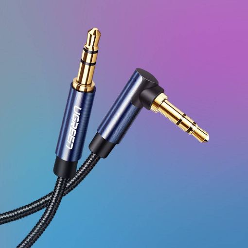 Εικόνα της Καλώδιο Ugreen AV112 Angled 3.5mm Male to 3.5mm Male 1.5m Βlack/Blue 60180