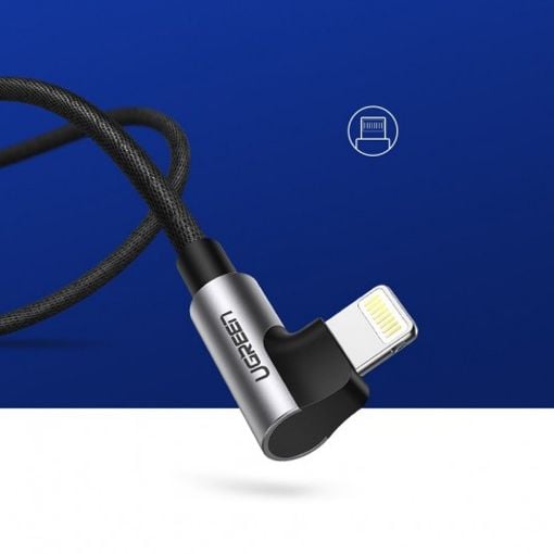 Εικόνα της Καλώδιο Ugreen US299 Angled MFI USB-A to Lightning 1m Silver/Black 60521