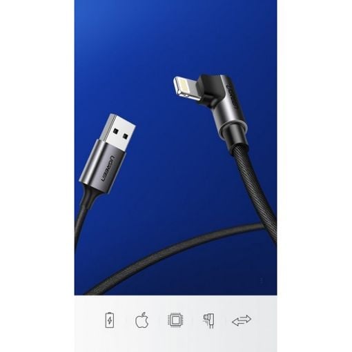 Εικόνα της Καλώδιο Ugreen US299 Angled MFI USB-A to Lightning 1m Silver/Black 60521