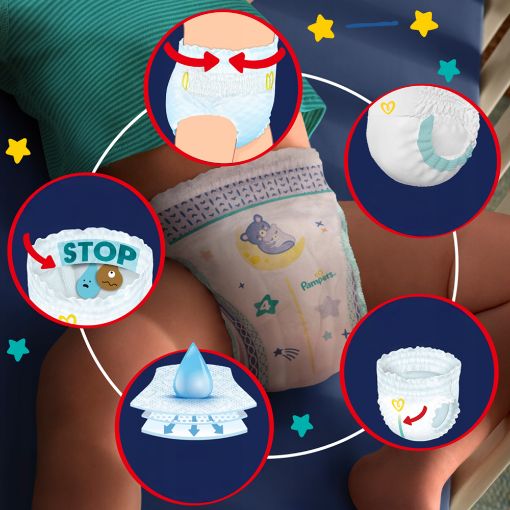 Εικόνα της Πάνες Βρακάκι Pampers Night Pants No.4 (9kg-15kg) Monthly Pack 4 x 25τμχ