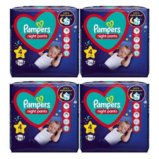 Εικόνα της Πάνες Βρακάκι Pampers Night Pants No.4 (9kg-15kg) Monthly Pack 4 x 25τμχ