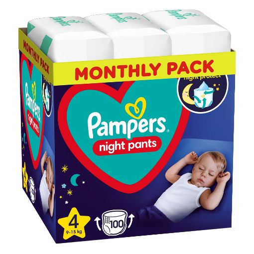 Εικόνα της Πάνες Βρακάκι Pampers Night Pants No.4 (9kg-15kg) Monthly Pack 4 x 25τμχ