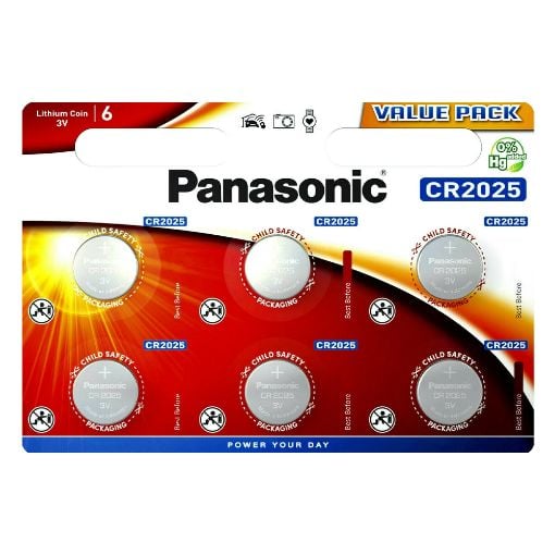 Εικόνα της Μπαταρίες Λιθίου Panasonic CR2025 3V 6τμχ