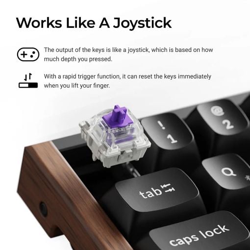 Εικόνα της Πληκτρολόγιο Keychron K6 HE 65% Wireless RGB Hot Swappable Magnetic Nebula Switches (US) Black K6H-J1