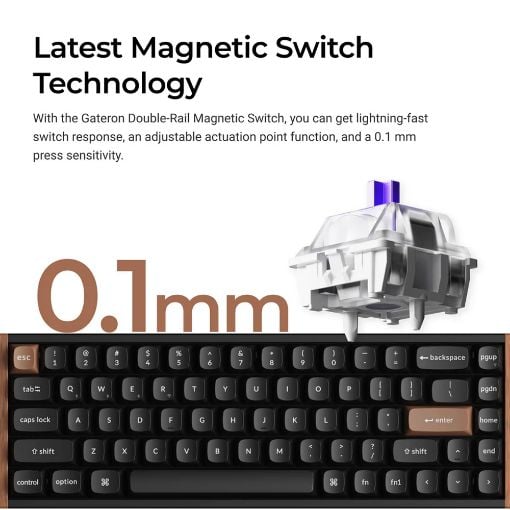 Εικόνα της Πληκτρολόγιο Keychron K6 HE 65% Wireless RGB Hot Swappable Magnetic Nebula Switches (US) Black K6H-J1