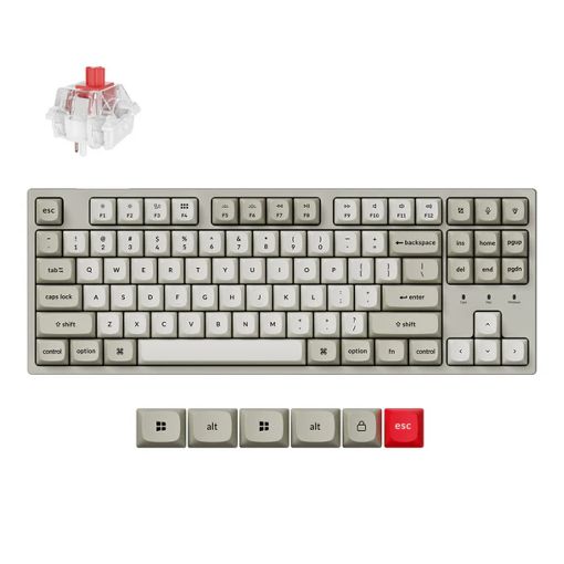 Εικόνα της Πληκτρολόγιο Keychron C1 Pro 8K QMK Custom TKL RGB Hot-Swappable Red Swiches (US) Retro C1PX-M1