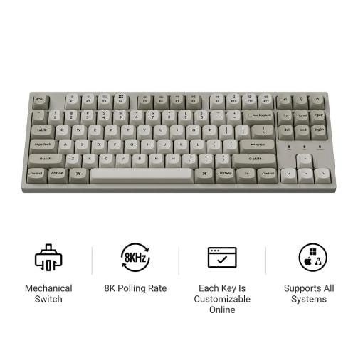 Εικόνα της Πληκτρολόγιο Keychron C1 Pro 8K QMK Custom TKL RGB Hot-Swappable Brown Swiches (US) Retro C1PX-M3