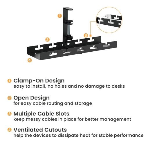 Εικόνα της Brateck Cable Management Γραφείου Μεταλλικό 40x12.9x19cm Black CC11-10-1