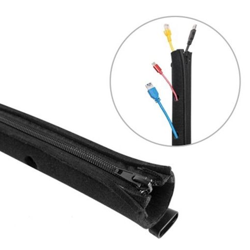 Εικόνα της Brateck Κάλυμμα Καλωδίων Flex Wrap με Φερμουάρ 1m Black CC15-1