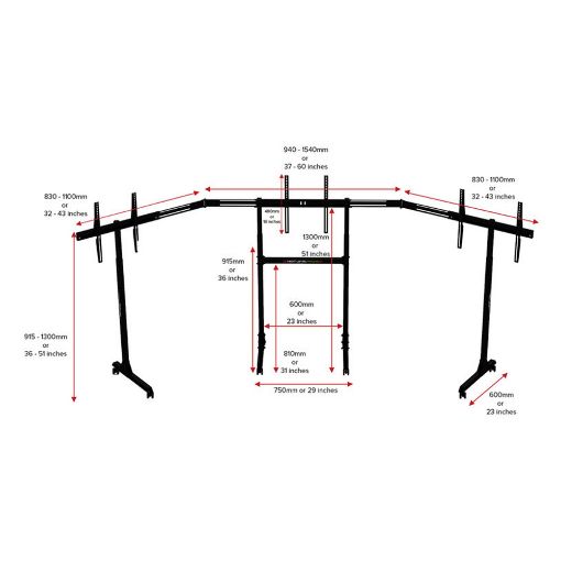 Εικόνα της Next Level Racing Free Standing Triple Monitor Stand 32-65” Black NLR-A010