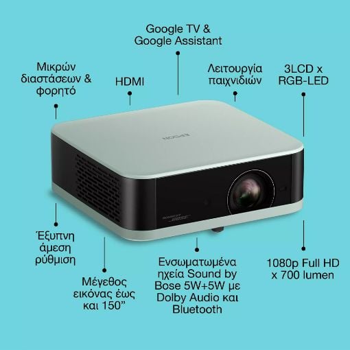 Εικόνα της Projector Epson EF-61G 3LCD Full HD HDR Ice Green