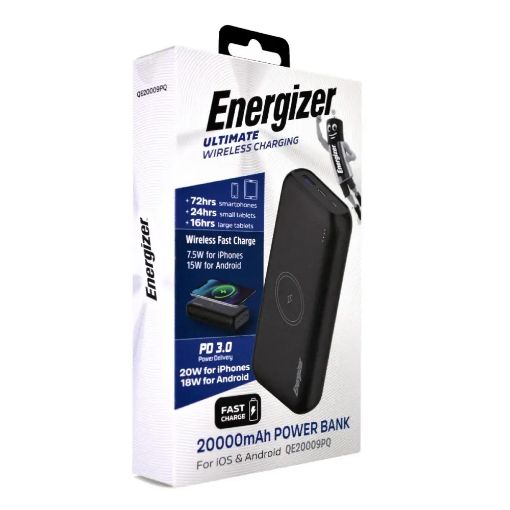 Εικόνα της Power Bank Energizer Ultimate Wireless Charging USB-C/USB-A 20000mAh 20W Black QE20009PQ