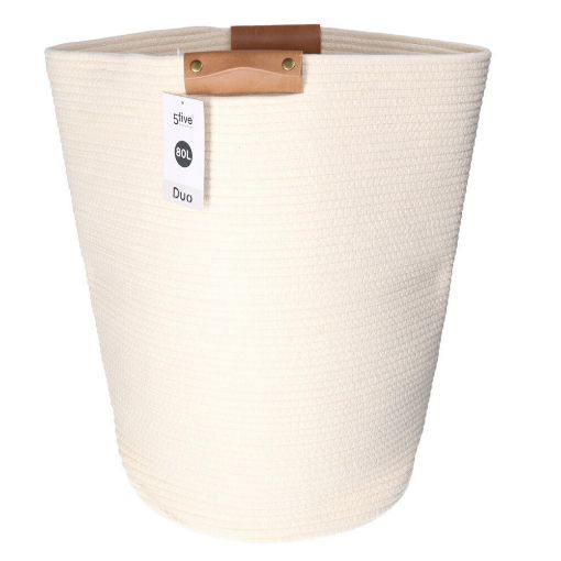 Εικόνα της Καλάθι Απλύτων 5Five Duo Υφασμάτινο 80lt 44x44x56cm Ιβουάρ 200185A