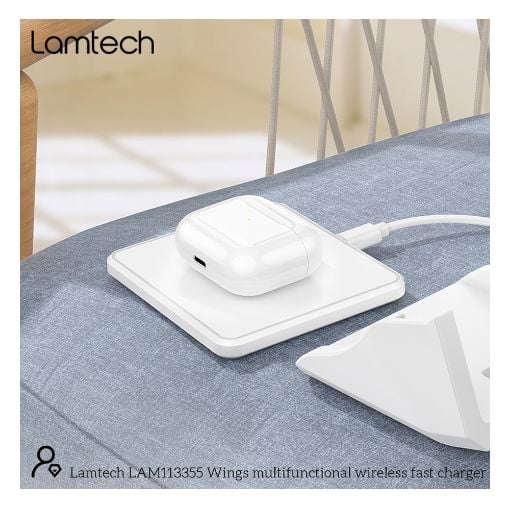 Εικόνα της Ασύρματος Φορτιστής Lamtech με Βάση Qi 15W White LAM113355